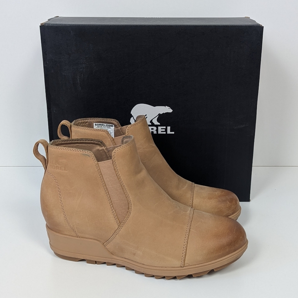 Sorel Evie Tan Leather Ankle Boots Women's 10